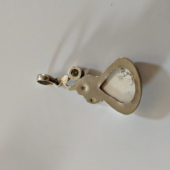 Dendritic Agate and Citrine Sterling Silver Pendant - Picture 2 of 3